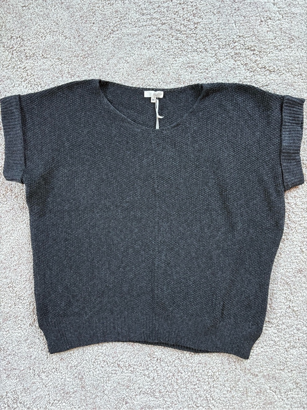LA MIEL Charcoal Short-Sleeve Scoop Neck Sweater